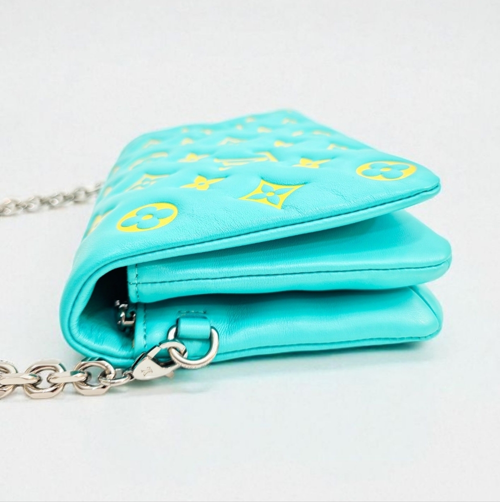 Louis Vuitton Coussin Pochette Mint Turquoise Neon Yellow Crossbody Bag - Picture 3 of 15